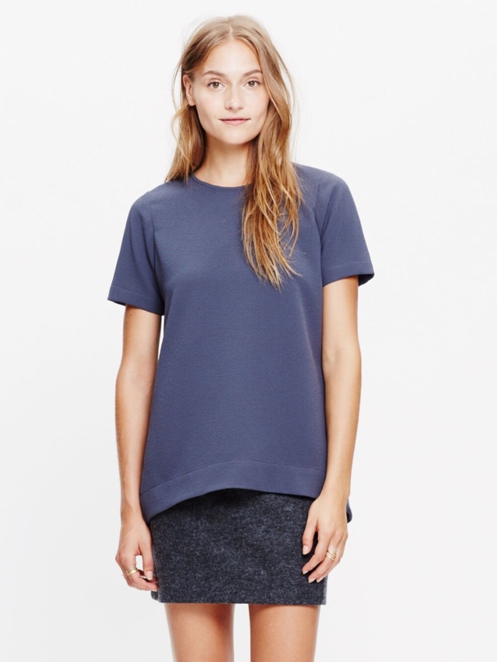 Madewell Women’s Gray (Autumn Navy) Tailored Swing Short-Sleeve Tee Size Medium